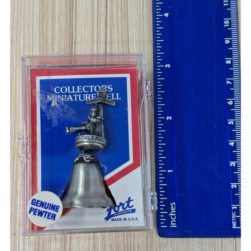 Vintage Pewter New Orleans Bourbon Street Collector Miniature Bell in Case